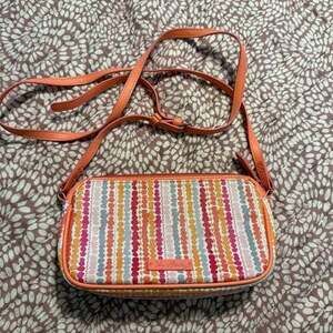 Vera Bradley Striped Crossbody Bag in Orange and Pink